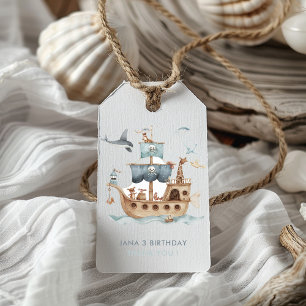 Étiquettes-cadeau Bateau pirate avec Animaux Fête des enfants