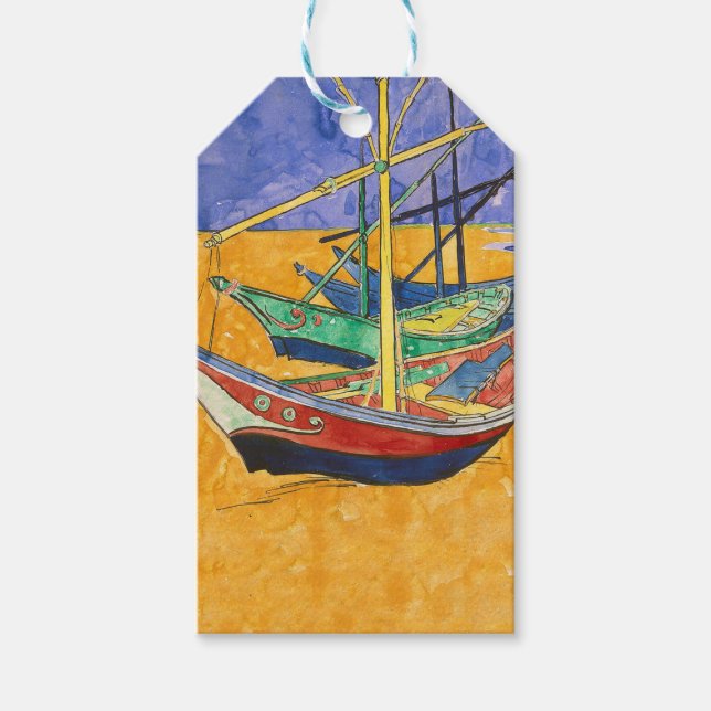 Étiquettes-cadeau Bateaux de Van Gogh Impressionnisme Plage (Devant)