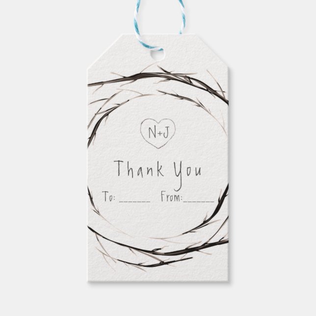 Étiquettes-cadeau Bâtons rustiques Bracelets Bracelets Wreath Favori (Devant)