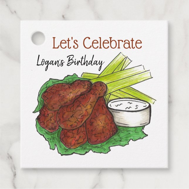 Étiquettes Cadeau BBQ épicé Buffalo poulet ailes Tailgate Big Game (Devant)