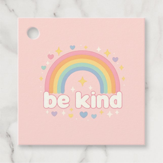 Étiquettes Cadeau Be Kind - Rainbow Pastel Positivity (Devant)