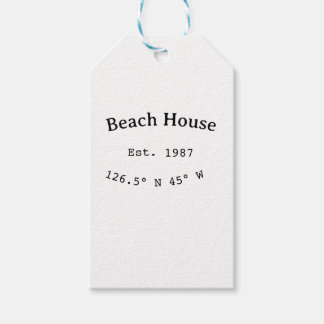 Étiquettes-cadeau Beach house et. Date année coordonnées personnalis