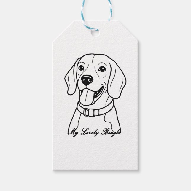Étiquettes-cadeau Beagle adorable (Devant)