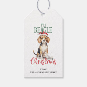 Étiquettes Cadeau Beagle de Noël