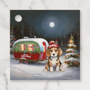 Étiquettes Cadeau Beagle d'hiver Caravan Christmas Adventure