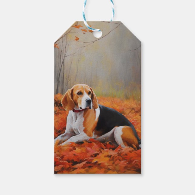Étiquettes-cadeau Beagle en automne Leaves automne Inspire (Devant)
