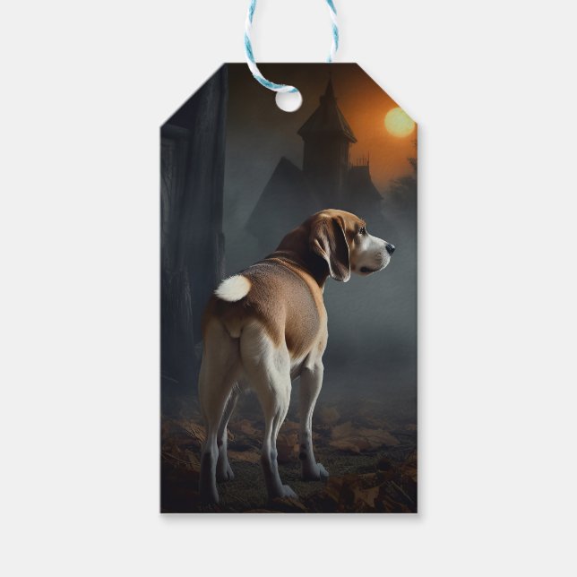 Étiquettes-cadeau Beagle Halloween effrayant (Devant)