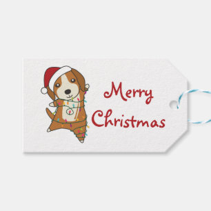 Étiquettes-cadeau Beagle Joyeux Noël Animaux d'hiver Chien Trucker