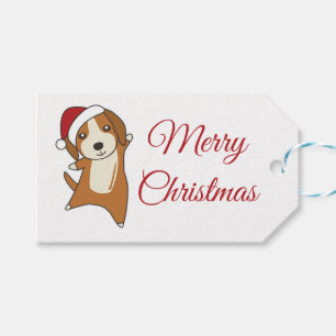 Étiquettes-cadeau Beagle Joyeux Noël Animaux d'hiver Chien Trucker 