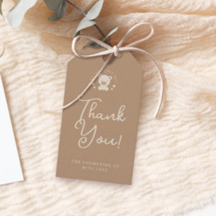 Étiquettes-cadeau Bear beige Baby shower Merci Tags cadeaux
