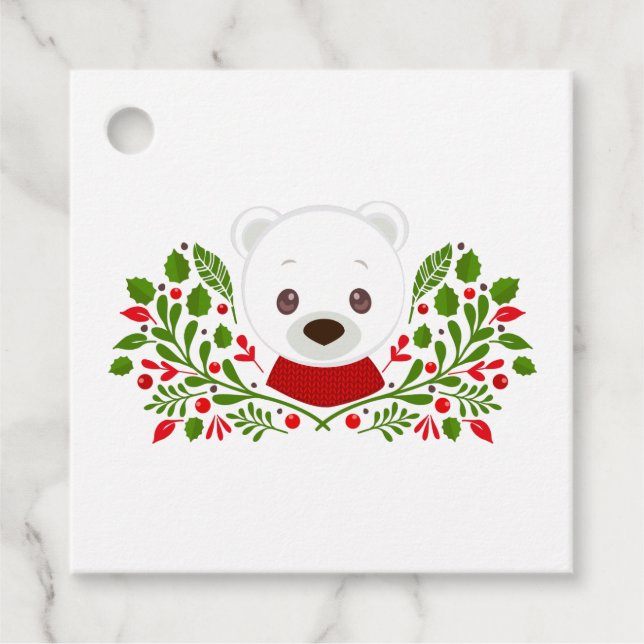 Étiquettes Cadeau Bear de Noël mignonne (Devant)