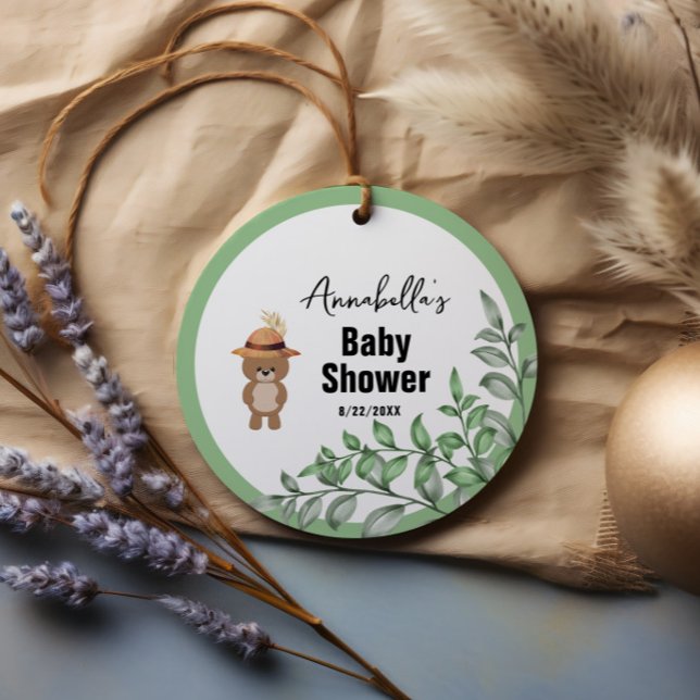 Étiquettes Cadeau Bear mignonne dans le Baby shower du bois (Créateur téléchargé)