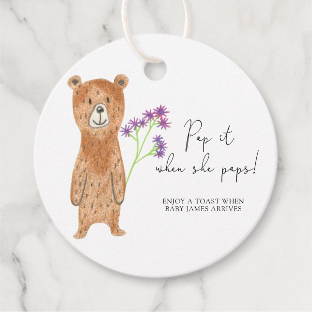 Étiquettes Cadeau Bear Pop it quand elle popote baby shower (Devant)