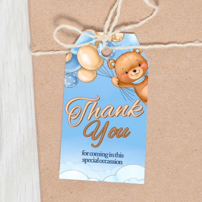 Étiquettes-cadeau Bearly Wait - Balise cadeau Baby shower garçon (We Can Bearly Wait - Boy Baby Shower Gift Tag)