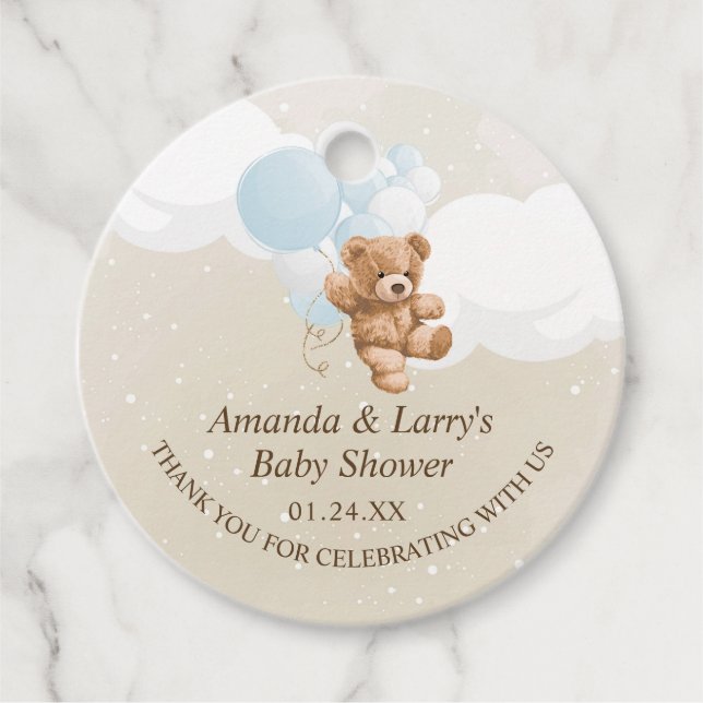 Étiquettes Cadeau Bearly Wait Dusty Blue Teddy Bear (Devant)