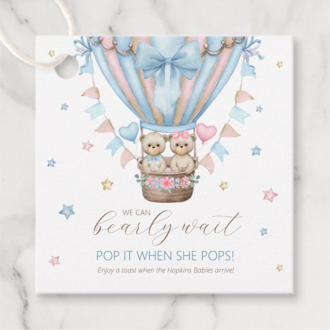 Étiquettes Cadeau Bearly Wait Garçon Fille Jumeaux Pop It Quand Elle (Devant)