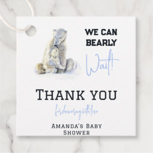 Étiquettes Cadeau Bearly Wait Polar Ours Bleu Garçon Baby shower d'h