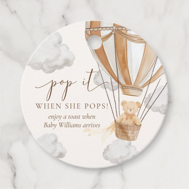 Étiquettes Cadeau Bearly Wait Tan Teden Ours Pop It When She Pops (Devant)
