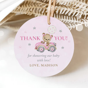 Étiquettes Cadeau Bearly Wait Teddy Ours Rose Girl Baby shower