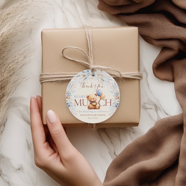 Étiquettes Cadeau Beary Much Teddy Bear Baby Shower Thank You (Créateur téléchargé)