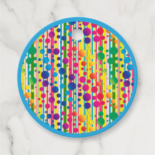 Étiquettes Cadeau [Beatnik Bubbles] Retro Polka Dot Striped Blue