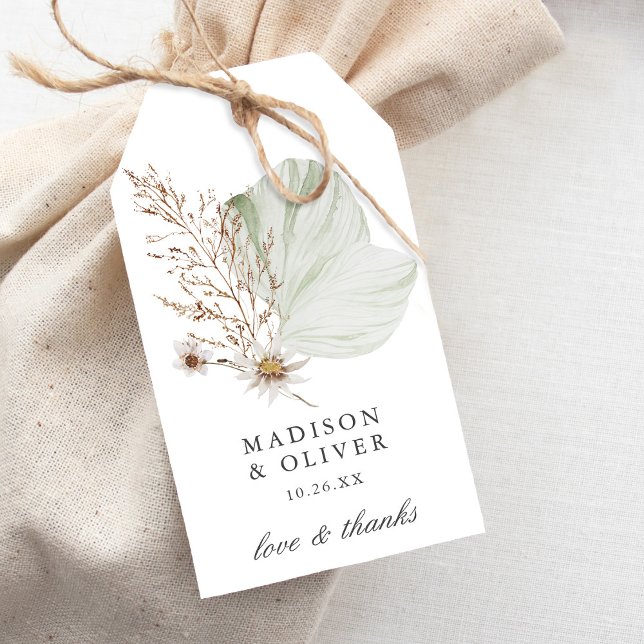 Étiquettes-cadeau Beau Boho Botanical Wedding Favor (Créateur téléchargé)