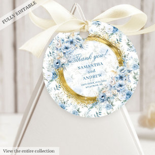 Étiquettes Cadeau Beau Boho Pastel Blue Gold Mariage Merci