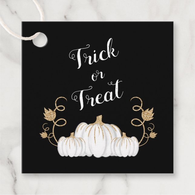 Étiquettes Cadeau Beau Citrouille Noir Trick Ou Traiter Halloween (Devant)