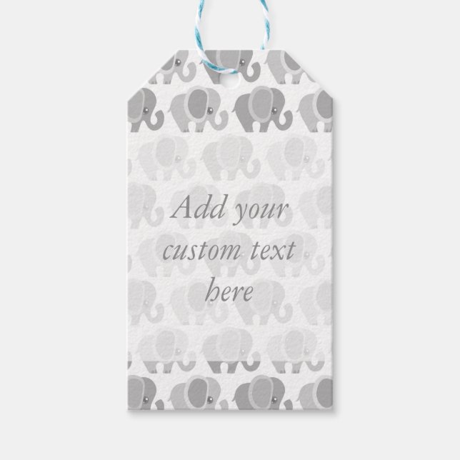 Étiquettes-cadeau Beau éléphants gris bébé (Devant)