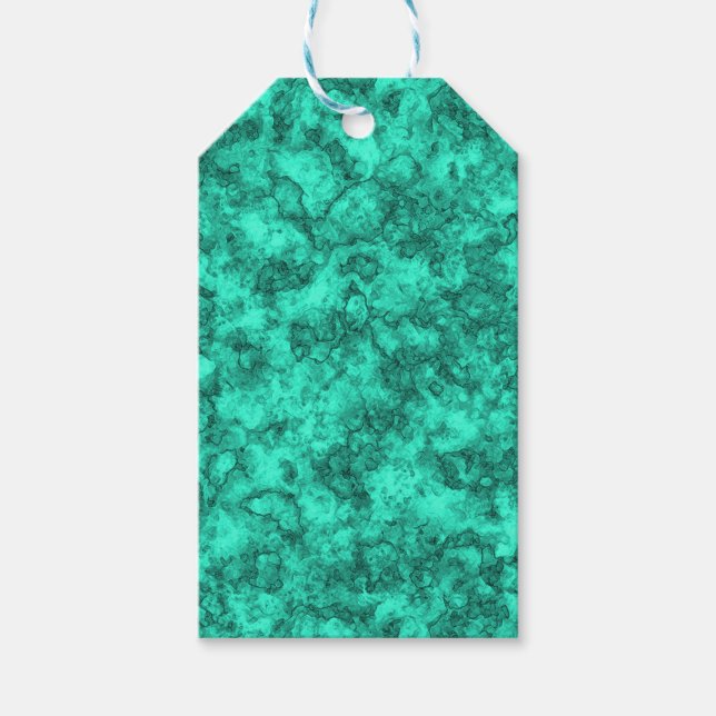 Étiquettes-cadeau Beau marbre turquoise (Devant)