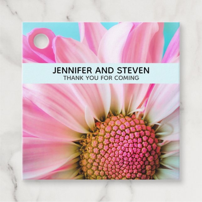 Étiquettes Cadeau Beau Mariage photo Pink Flower Up (Devant)