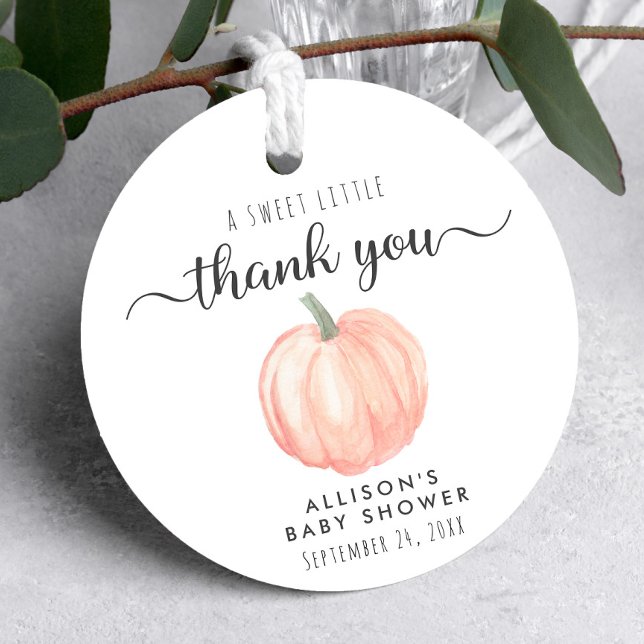 Étiquettes Cadeau Beau Merci Citrouille Baby shower (Créateur téléchargé)