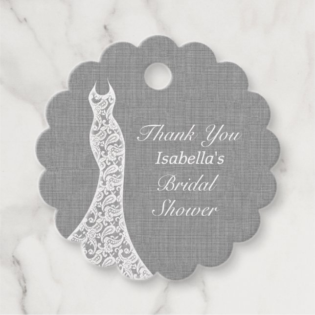 Étiquettes Cadeau Beau Merci de Fête des mariées de lin (Devant)