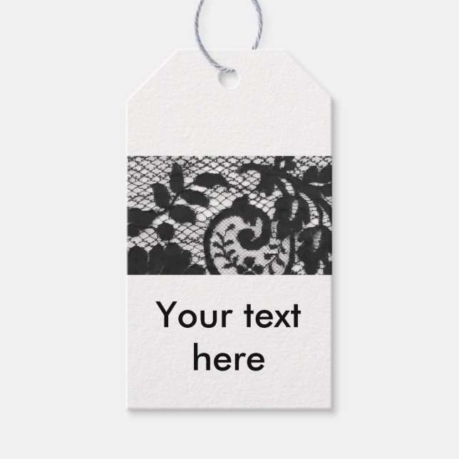 Étiquettes-cadeau Beau noir en dentelle vintage détail (Devant)