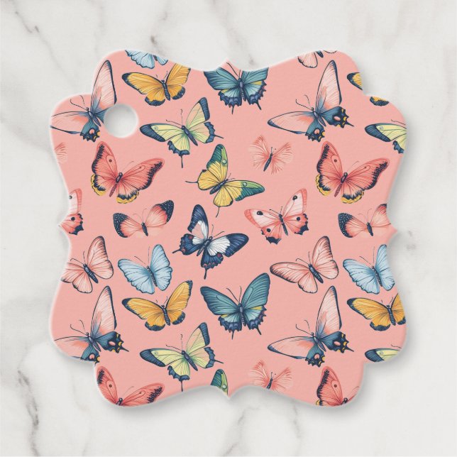 Étiquettes Cadeau Beau Papillon coloré imprimé (Devant)