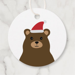 Étiquettes Cadeau Beau Père Noël Ours Joyeux Noël Tag, Fêtes