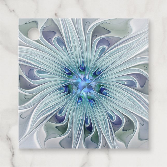 Étiquettes Cadeau Beauté florale Abstraite Fleur bleue moderne perso (Devant)