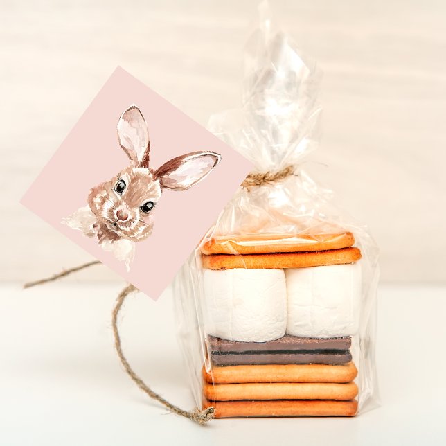 Étiquettes Cadeau Beauté moderne Pastel Rose Aquarelle Bunny Lovely (Créateur téléchargé)