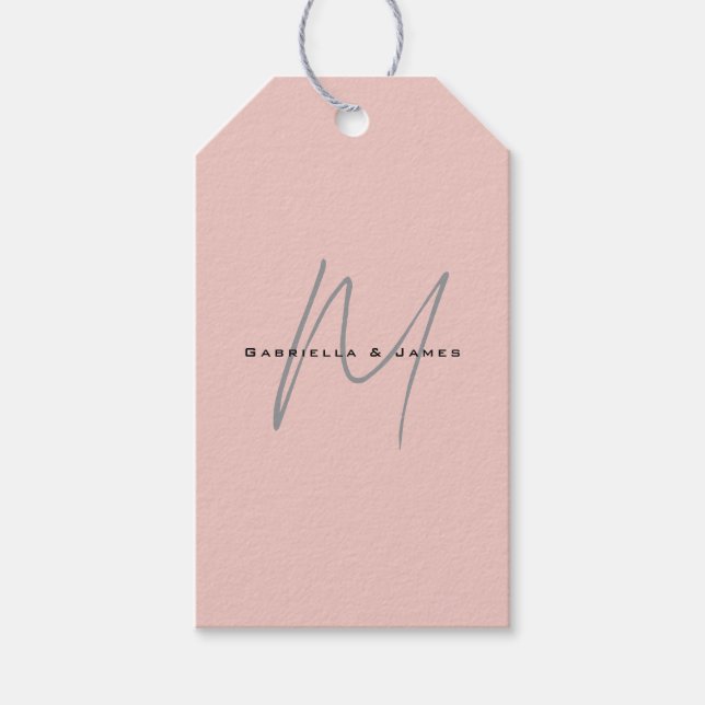 Étiquettes-cadeau Beaux Noms de Calligraphie Monogrammés de Couleur  (Devant)