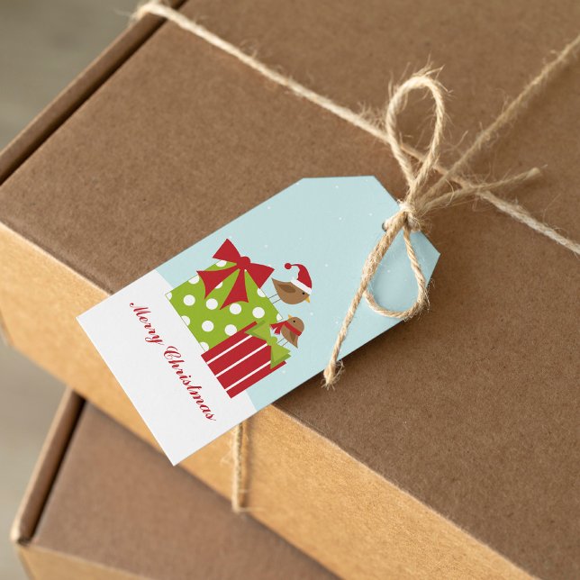 Étiquettes-cadeau Beaux oiseaux de Noël (Créateur téléchargé)