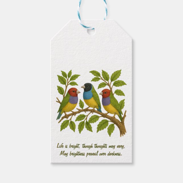 Étiquettes-cadeau Beaux oiseaux sur la branche (Devant)