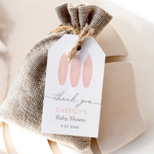Étiquettes-cadeau Bébé à bord Baby shower Surf rose