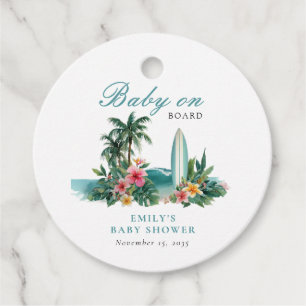 Étiquettes Cadeau Bébé À Bord Surf Beach Baby shower