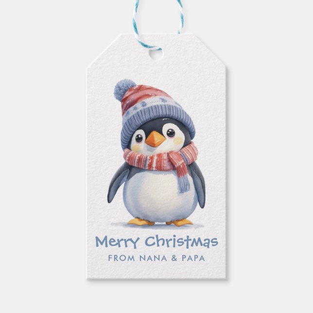 Étiquettes-cadeau Bébé adorable Penguin Enfants Fête Noël (Devant)