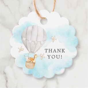 Étiquettes Cadeau Bébé Animaux Hot Air Balloon Ride Favoriser étique
