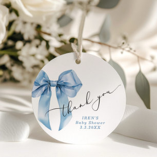 Étiquettes Cadeau Bébé arc bleu remerciement Shower Bowtiful