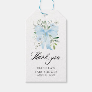 Étiquettes-cadeau Bébé au ruban bleu Baby Shower Fleur Garçon