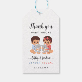 Étiquettes-cadeau Bébé avec l'ours Sexe Révéler Merci Favor Balise