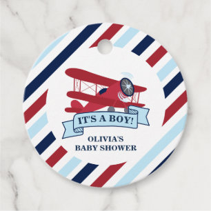 Étiquettes Cadeau Bébé avion rouge Shower