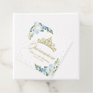 Étiquettes Cadeau Bébé bleu Floral Quinceanera